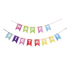 Load image into Gallery viewer, EAMBRITE Rainbow Happy Birthday Banner, 12.9FT Lovely Birthday Decor, Colorful Bunting Banner for Home Fireplace Garland Birthday Party Decorations