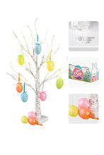 Load image into Gallery viewer, PEIDUO Easter Egg Tree Lighted White Birch Easter Tree Egg Ornament Tree with 10 Easter Egg Lighted Easter Tree with Timer 24LT Warm White Battery Powered, 2FT Egg Tree for Easter Decor