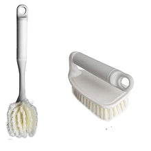 Load image into Gallery viewer, Set of 2 Dish Brush Set Washing Bristles Built-in Food Scrubber Dish Cleaning Brush with Holder for Kitchen Sink Shower Bathroom