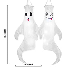 Load image into Gallery viewer, Vanthylit Halloween Hanging Ghost Decoration 43'' Windsock Flag, Halloween Outdoor Decoration for Yard Lawn Porch Pathway Trees (2 Pieces)
