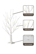 Load image into Gallery viewer, EAMBRITE White Birch Tree 24IN 24LT Lighted Frosted Ball Twig Tree with Timer for Home Wedding Holiday Birthday Party Decoration Indoor Use