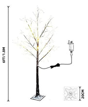 Load image into Gallery viewer, EAMBRITE 6FT Snowy Christmas Twig Tree Pre-Lit with 288 Warm White Lights Mains Powered Tree Decorations Waterproof for Outdoor and Indoor Décor