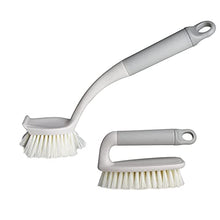 Load image into Gallery viewer, Set of 2 Dish Brush Set Washing Bristles Built-in Food Scrubber Dish Cleaning Brush with Holder for Kitchen Sink Shower Bathroom