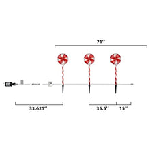 Load image into Gallery viewer, PEIDUO 3PK 23.625" 48LT Lollipops Peppermint Pathway Markers with 8 Modes Christmas Lollipops Pathway Lights Decorations for Outdoor Yard
