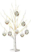 Load image into Gallery viewer, EAMBRITE 2FT 24LT White Birch Twig Tree Lights Tabletop Gift Cards Mothers's Day Tree with Ornaments Home Decoration Warm White Lamp LED