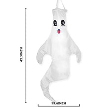 Load image into Gallery viewer, Vanthylit Halloween Hanging Ghost Decoration 43'' Windsock Flag, Halloween Outdoor Decoration for Yard Lawn Porch Pathway Trees
