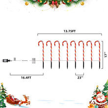Load image into Gallery viewer, PEIDUO Candy Cane Lights 17.25” Set of 8 Path Light Replacement Stakes with 64 Warm White Lights and 8 Modes for Christmas Outdoor Decorations Yard and Xmas Pathway Lawn Driveway Decor