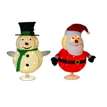 Load image into Gallery viewer, Vanthylit Christmas Decorations, Set of 2 30'' Fluffy Foldable/Pop Up Christmas Snowman and Santa Claus Xmas Indoor Outdoor Decor
