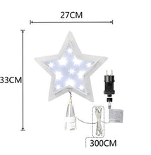 Load image into Gallery viewer, EAMBRITE 27cm Weihnachtsbaumspitze Stern Doppelschicht Christbaumspitzen Silberner Glitzer Weihnachtsstern Künstlich Kaltweiß LED Weihnachtsdeko Netzbetrieben Funkelnde Sternlichter für Weihnachtsbaum