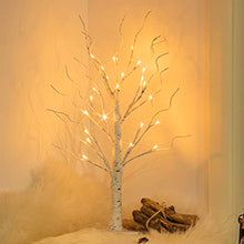 Load image into Gallery viewer, Vanthylit Lighted Tree Christmas Decorations Indoor, White Birch Tree with LED Lights Battery Powered Timer, Tabletop Tree Winter Decor, Light Up Tree Mantle Christmas Decor (2FT, Warm White)
