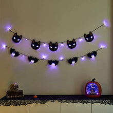 Load image into Gallery viewer, Eambrite Halloween Lights Halloween Fairy Lights Banners Black Cat and Black Bat Battery Operated Halloween Indoor Decorations LEDs String Lights with Timer (5FT, Pack of 2)
