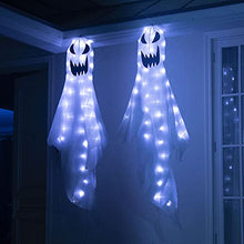 Load image into Gallery viewer, Eambrite Pack of 2 Light up Hanging Ghost Halloween Decorations with Cool White Lights Mains Powered with Waterproof Transformer for Outdoor Indoor Haunted Housed Décor Gift for Kids …