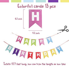 Load image into Gallery viewer, EAMBRITE Rainbow Happy Birthday Banner, 12.9FT Lovely Birthday Decor, Colorful Bunting Banner for Home Fireplace Garland Birthday Party Decorations