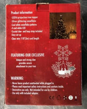 Load image into Gallery viewer, EAMBRITE Christmas Tree Topper Silver Snowflake Tree Topper Projector with Rotating Snowflake Projection Plug in for Indoor and Outdoor Christmas Tree Decoration