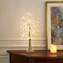 Load image into Gallery viewer, EAMBRITE 2FT Small Gold Twig Tree with Lights Pearls & Beads Jewelled Tree Decorations Light up Tree Powered by Battery for Christmas Party Home Decor