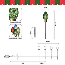 Load image into Gallery viewer, Vanthylit Outdoor Christmas Decoration 4PK Multi-Colour C-Bulb Pathway Lights with 40 LEDs Mains Powered Stake Lights for Patio Yards Driveways Pathways (2ft)