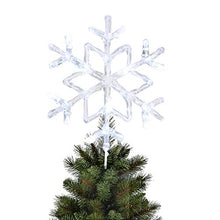 Load image into Gallery viewer, EAMBRITE 9.5” Frozen Crystal Twinkle Snowflake Christmas Tree Topper Bright Cool White Led Treetop Light for Home Party Holiday Winter Xmas Decorations