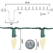 Load image into Gallery viewer, Vanthylit Christmas String Lights C6 100LED White Green Wire Christmas Lights Set Decorations for Indoor Outdoor(End to End Connectable Up to 30 Sets)