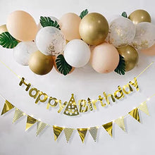 Load image into Gallery viewer, EAMBRITE Gold Happy Birthday Banners Birthday Buntings with 16ft / 50 LEDs Fairy Lights Birthday Decorations Kit Party Supplies for Birthday Party Décor