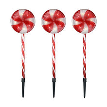 Load image into Gallery viewer, PEIDUO 3PK 23.625" 48LT Lollipops Peppermint Pathway Markers with 8 Modes Christmas Lollipops Pathway Lights Decorations for Outdoor Yard