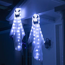 Load image into Gallery viewer, Eambrite Pack of 2 Light up Hanging Ghost Halloween Decorations with Cool White Lights Mains Powered with Waterproof Transformer for Outdoor Indoor Haunted Housed Décor Gift for Kids …