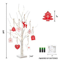 Load image into Gallery viewer, EAMBRITE White Birch Tree 2FT 24LT Christmas Tree Light with Wood Ornament Centerpiece Decor for Home Wedding Party Holiday