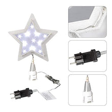 Load image into Gallery viewer, EAMBRITE 27cm Weihnachtsbaumspitze Stern Doppelschicht Christbaumspitzen Silberner Glitzer Weihnachtsstern Künstlich Kaltweiß LED Weihnachtsdeko Netzbetrieben Funkelnde Sternlichter für Weihnachtsbaum