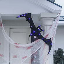 Load image into Gallery viewer, EAMBRITE Halloween Hanging Decorations Light up Bat with Purple Lights Mains Powered with Waterproof Transformer for Outdoor Indoor Haunted Housed Décor Gift for Kids (1.2m*0.4m)