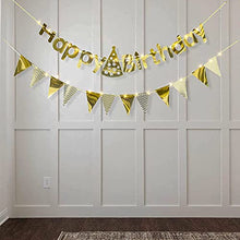 Load image into Gallery viewer, DELICHTER 2×Gold Geburtstag Deko Girlande und 1× 50 LEDs Lichtkette mit Battriebetrieben Happy Birthday Deko für Mädchen und Jungen