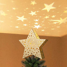 Load image into Gallery viewer, Vanthylit Golden Star Christmas Tree Topper with Built-in Rotating Warm White Star Projector for Christmas Tree Ornament