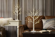 Load image into Gallery viewer, EAMBRITE White Christmas Tree with Lights Mini Birch Twig Tree Ornament with 24 Warm White LEDs Battery Operated Tabletop Decoration for Christmas Home Party Wedding (60cm/2ft)