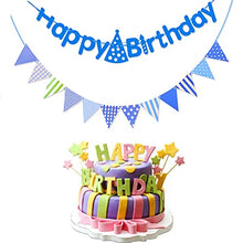 Load image into Gallery viewer, EAMBRITE Blue Happy Birthday Banners Boys Birthday Buntings Birthday Decorations Kit Party Supplies for Birthday Party Décor