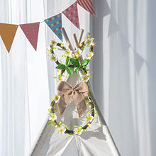 Load image into Gallery viewer, Vanthylit Easter Wreath 46cm Easter Bunny Wreath with Lights Battery Operated Rattan Spring Door Wreath with Linen Bow and Flower Vines for Window Wall Home Party Easter Decoration