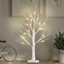 Load image into Gallery viewer, PABIPABI Lighted Birch Tree, 24 LED 24'' Christmas Tree, Tabletop ceterpiece Artificial Tree Lights Battery Powered Timer for Home Office Bedroom Wedding (Warm White)