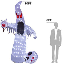 Load image into Gallery viewer, Vanthylit Halloween Inflatable White Ghost Outdoor Decoration with 10FT 220LT Build-in Cool White LED Lights,Blow Up White Ghost with Eye and Skull for Halloween Decorations Outdoor Yard Garden Lawn