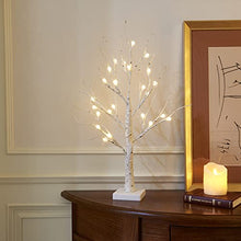 Load image into Gallery viewer, Eambrite Twig Christmas Tree 2FT Frosted Ball White Birch Tree with 24 Warm White Lights Battery Operated Tabletop Tree for Christmas Home Party Wedding Indoor Decoration