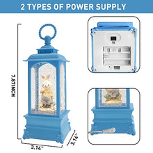 Load image into Gallery viewer, PEIDUO Easter Bunny Snow Globe Music Box Easter Bunny Decor Easter Decorations for The Home Holidays 3 AA Battery or USB Powered
