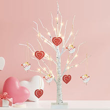 Load image into Gallery viewer, PEIDUO Valentines Day Decor, Lighted Valentine Tree with 8 Hanging Ornaments Battery Powered Timer, Valentines Day Decorations for The Home Indoor Bedroom Wedding Party (2FT Warm White Lights)