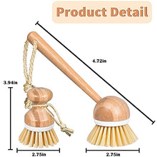 Load image into Gallery viewer, EAMBRITE Scrub Brushes Bamboo Dish Brush Wooden Cleaning Scrubbers Set for Pots Pans Kitchen Sink Vegetables Washing, Set of 3