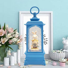 Load image into Gallery viewer, PEIDUO Easter Bunny Snow Globe Music Box Easter Bunny Decor Easter Decorations for The Home Holidays 3 AA Battery or USB Powered