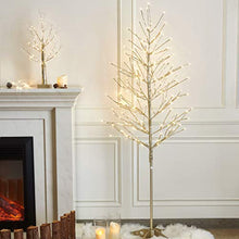 Load image into Gallery viewer, EAMBRITE 6FT LED Artificial Floor Standing Tree with 208LT Fairy Lights Prelit Champagne Gold Tree for Home Holiday Birthday Wedding Party Decor