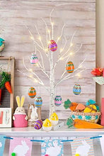 Load image into Gallery viewer, EAMBRITE Weißer Oster Baum mit bunten Eiern, Batterie betriebener Zweigbaum mit Lichtern, Oster Geschenke für Kinder (60 cm/24 LEDs)