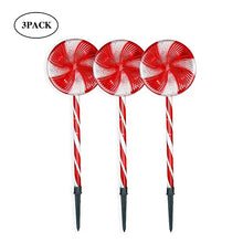 Load image into Gallery viewer, Christmas Decorations, Vanthylit 3PK Lollipops Peppermint Pathway Markers Lights with 48LT Multi-Functions Fairy Lights Christmas Lawn Candy Cane Stake Lights for Outdoor Decorations