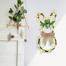 Load image into Gallery viewer, DELICHTER Osterhase Kranz mit Leinen Schleife, 25 LEDs Weidenkranz mit frühling Ostern deko Batteriebetrieben und Timer für Easter Haustür Wand Fenster (44cm/Warmweiß)