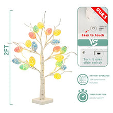 Load image into Gallery viewer, EAMBRITE Easter Tree with Lights, Easter Decorations Eggs Tree for Home Table Decor, White Twig Tree Battery Operated with Timer, Easter Gifts for Kids and Adults (2ft, Warm White LED)