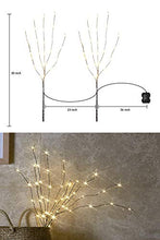Load image into Gallery viewer, EAMBRITE 2PK 75cm Christmas Decorative Twig Lights Snow Frosted Garden Stake Lights with 50 Warm White LEDs Battery Powered Lighted Branches for Indoor and Outdoor Use