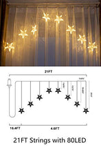 Load image into Gallery viewer, EAMBRITE Stars Window Curtain Lights 80 Warm White LED 8-Stars Curtain String Lights Twinkle String Lights for Home Patio Wedding Backdrop Christmas Decorations