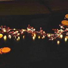Load image into Gallery viewer, EAMBRITE Christmas Decorations 1.8m 88 LEDs Red Frosted Holly Berry Garland with Warm White Light Waterproof Vine with Lights for Indoor Outdoor Home Garden Party Decoration