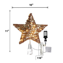 Load image into Gallery viewer, Vanthylit Christmas Tree Topper Pre Lit Tree Star Topper Light up Rattan Natural Star Treetop Mains Powered with 40 Warm White LEDs Xmas Tree Decorations for Christmas New Year Holiday Home decor