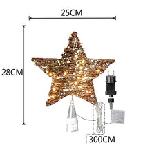 Load image into Gallery viewer, EAMBRITE 25cm Weihnachten LED Weihnachtsbaumspitze Stern Baum Rattan Christbaumspitze Warmweiße Lichter Mit 8 Funkelnder LED Dekoration Für Konische Transparente Basis Für Hochzeit Party HausDeko